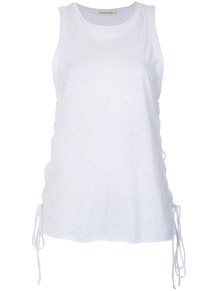 Giuliana Romanno Lace-up Details Tank Top - White
