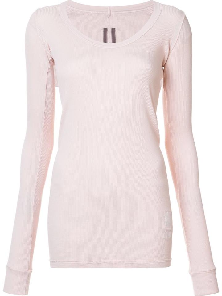 Rick Owens Drkshdw Ribbed V-neck T-shirt, Women's, Size: Small, Pink/purple, Cotton