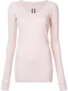 Rick Owens Drkshdw Ribbed V-neck T-shirt, Women's, Size: Small, Pink/purple, Cotton