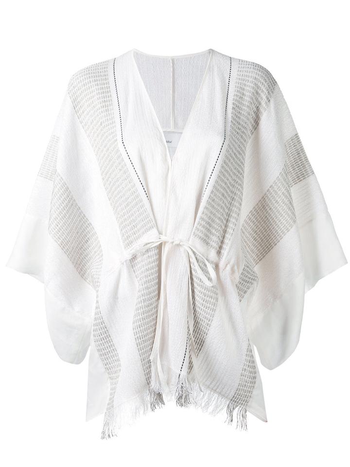 Fringed Kimono Jacket - Women - Cotton/linen/flax/ramie/viscose - One Size, Nude/neutrals, Cotton/linen/flax/ramie/viscose, Gentry Portofino