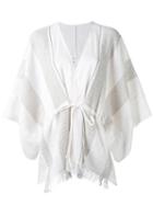 Fringed Kimono Jacket - Women - Cotton/linen/flax/ramie/viscose - One Size, Nude/neutrals, Cotton/linen/flax/ramie/viscose, Gentry Portofino