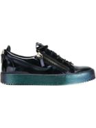 Giuseppe Zanotti Design Vegas Low-top Sneakers, Men's, Size: 44, Blue, Patent Leather/leather/rubber