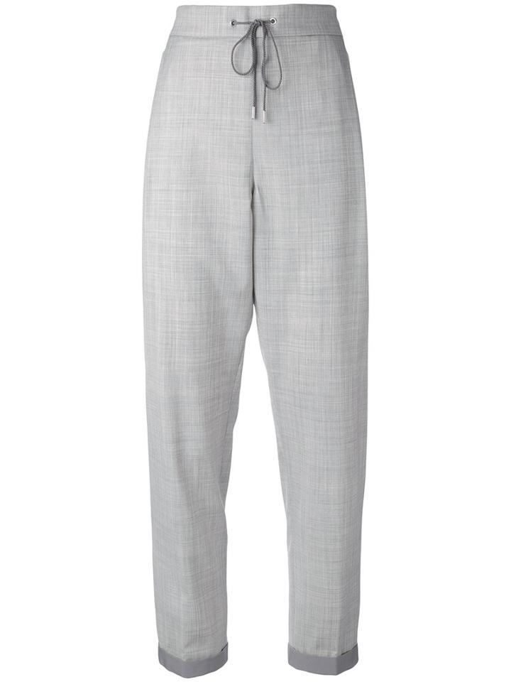 Fabiana Filippi - Cropped Track Pants - Women - Cotton/polyester/merino - 44, Grey, Cotton/polyester/merino