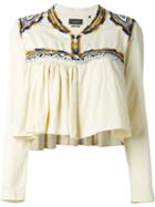 Isabel Marant - 'sachi' Embroidered Jacket - Women - Cotton/polyester/glass - 36, Nude/neutrals, Cotton/polyester/glass