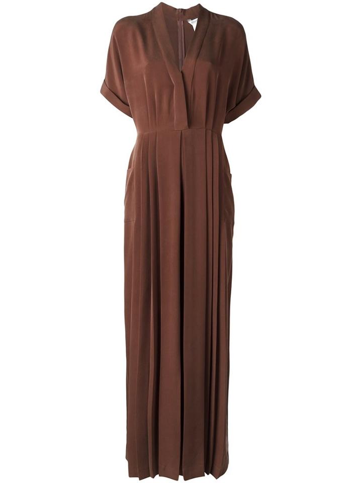 Max Mara V-neck Jumpsuit, Women's, Size: 44, Brown, Silk