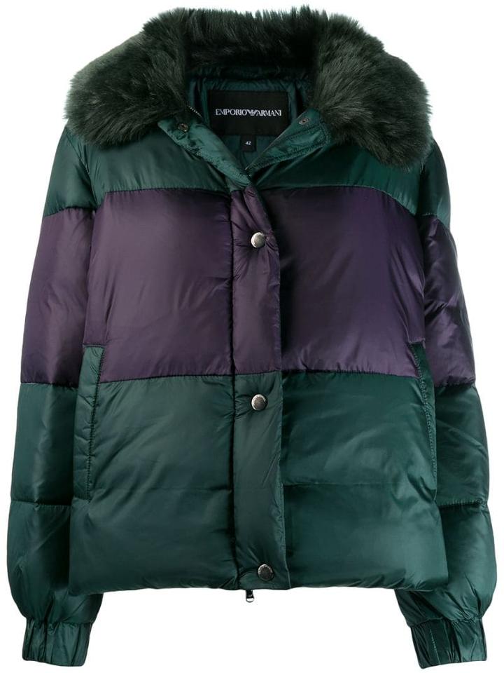 Emporio Armani Panelled Padded Jacket - Green