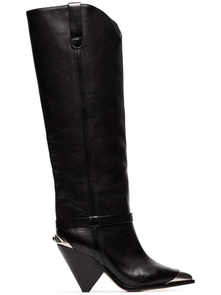Isabel Marant Lenskee 90 Steel Toe Leather Cowboy Boots - Black