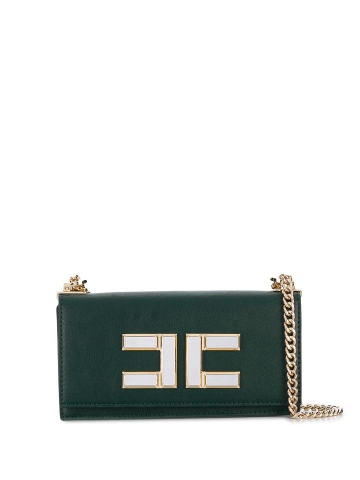 Elisabetta Franchi Foldover Logo Crossbody Bag - Green