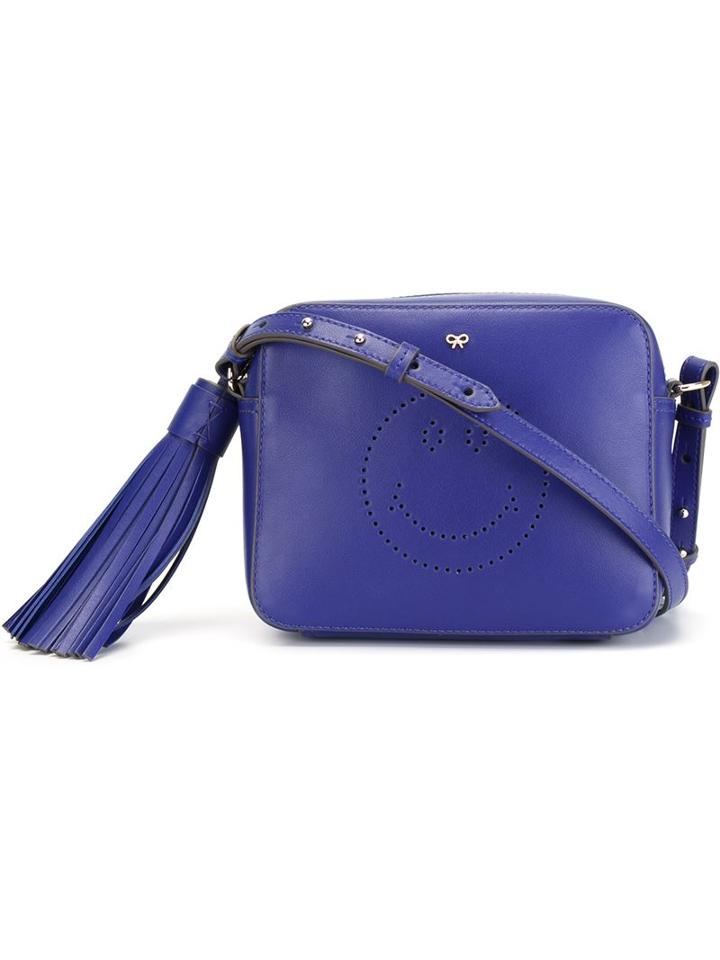 Anya Hindmarch Smiley Crossbody Bag, Women's, Blue, Calf Leather