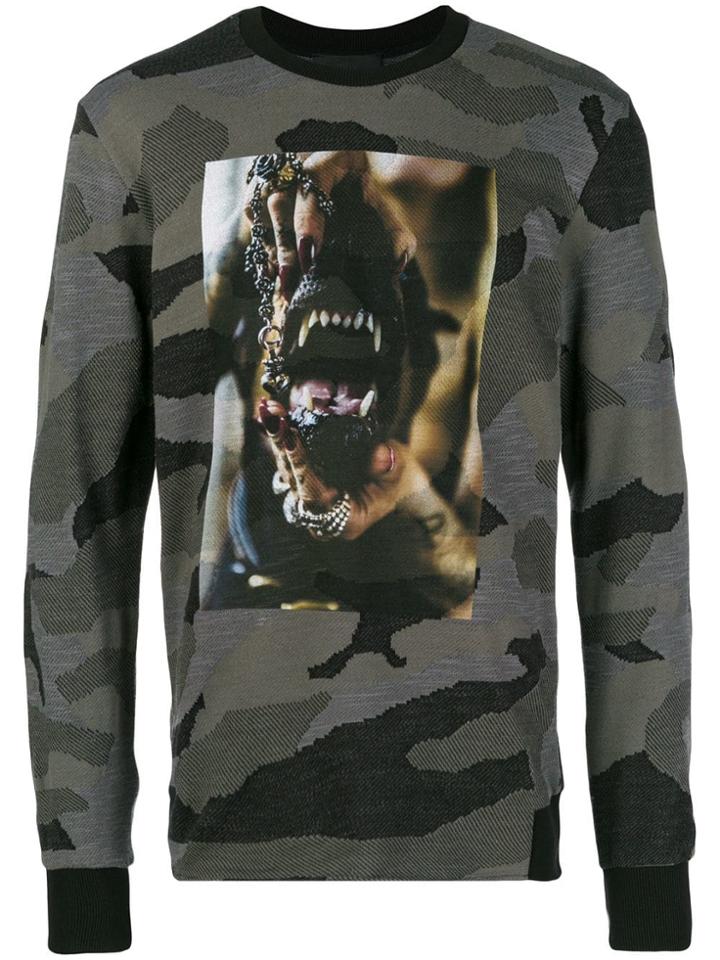 Rh45 Camouflage Print Jumper - Green