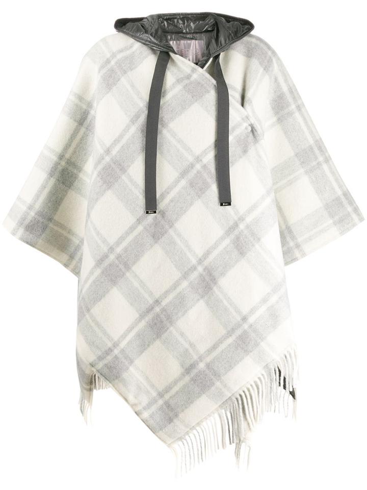 Herno Hooded Knit Poncho - White