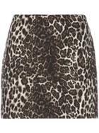 Alice+olivia Elana Leopard Mini Skirt - Black