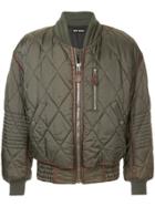 Issey Miyake Vintage Contrast-trim Quilted Bomber Jacket - Green