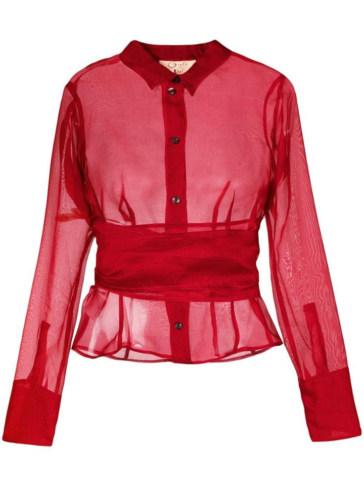Romeo Gigli Pre-owned Belted Sheer Shirt - Red