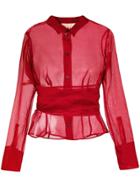 Romeo Gigli Pre-owned Belted Sheer Shirt - Red