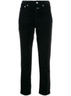 Closed High-waisted Corduroy Trousers - Blue