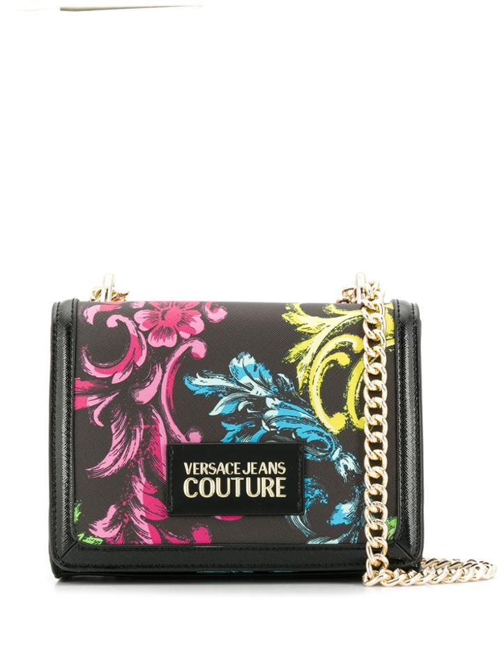 Versace Jeans Couture Floral Print Crossbody Bag - Black