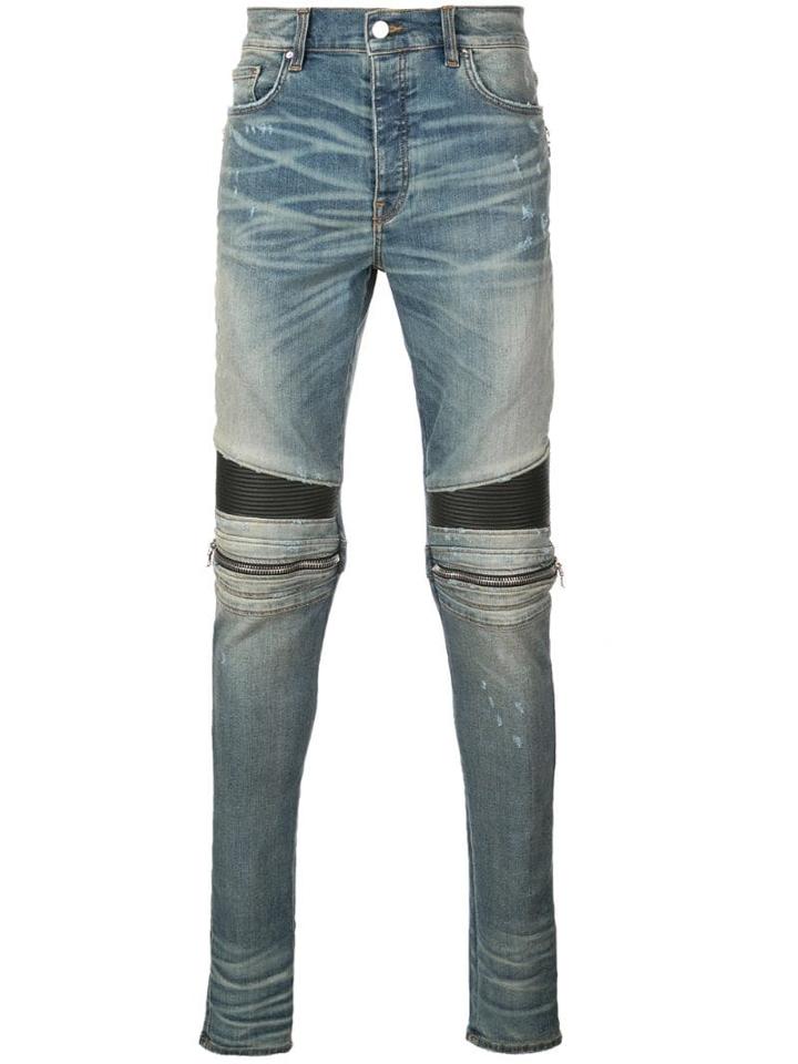 Amiri Zip Knee Skinny Jeans - Blue