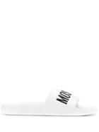 Moschino Logo Slide Sandals - White
