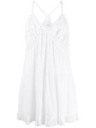 Dondup Embroidered Flared Mini Dress - White