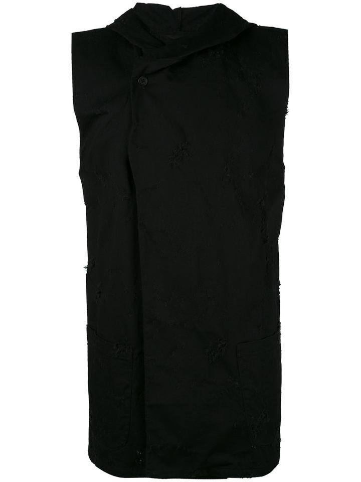 Numero00 - Sleeveless Broke Hooded Jacket - Men - Cotton/spandex/elastane - M, Black, Cotton/spandex/elastane