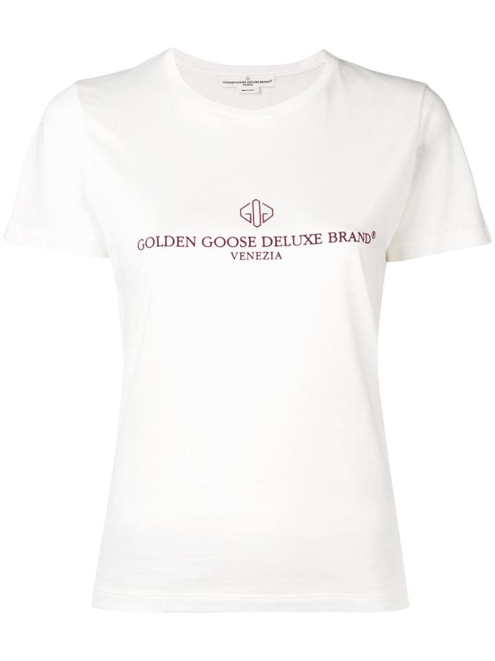 Golden Goose Deluxe Brand Front Logo Printed T-shirt - White