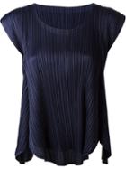 Pleats Please By Issey Miyake Pleated Blouse, Women's, Size: 5, Blue, Polyester