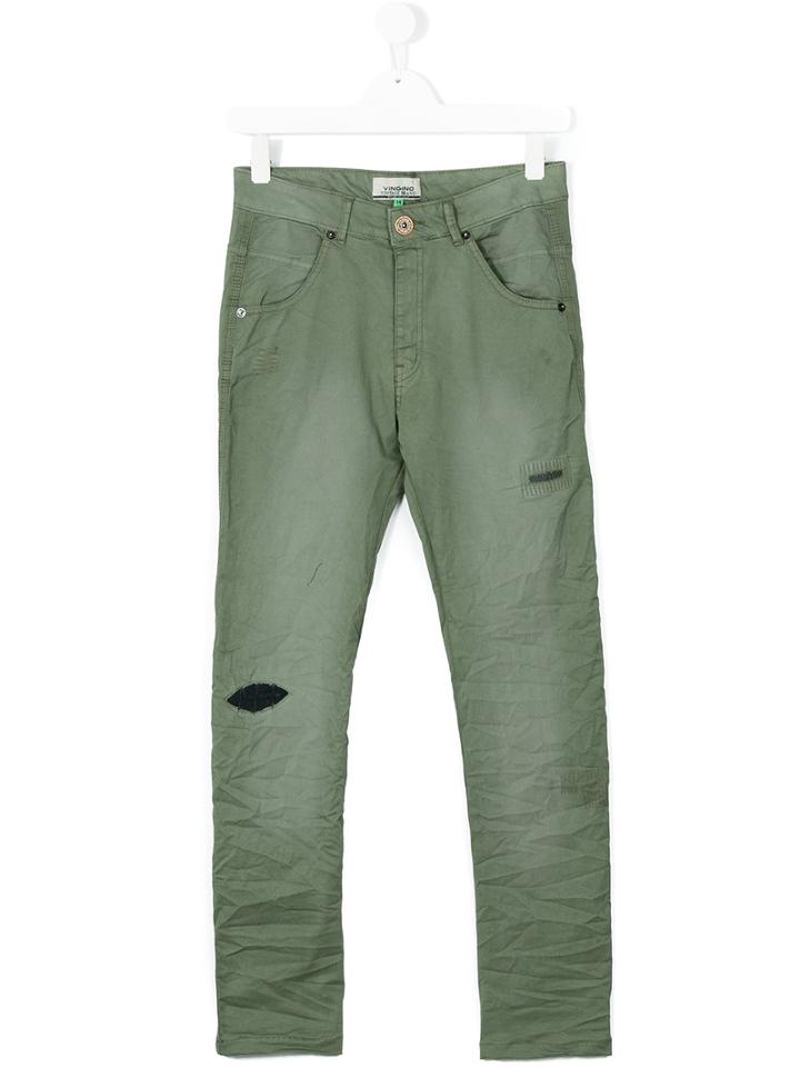 Vingino - Teen Distressed Chinos - Kids - Cotton/spandex/elastane - 16 Yrs, Green