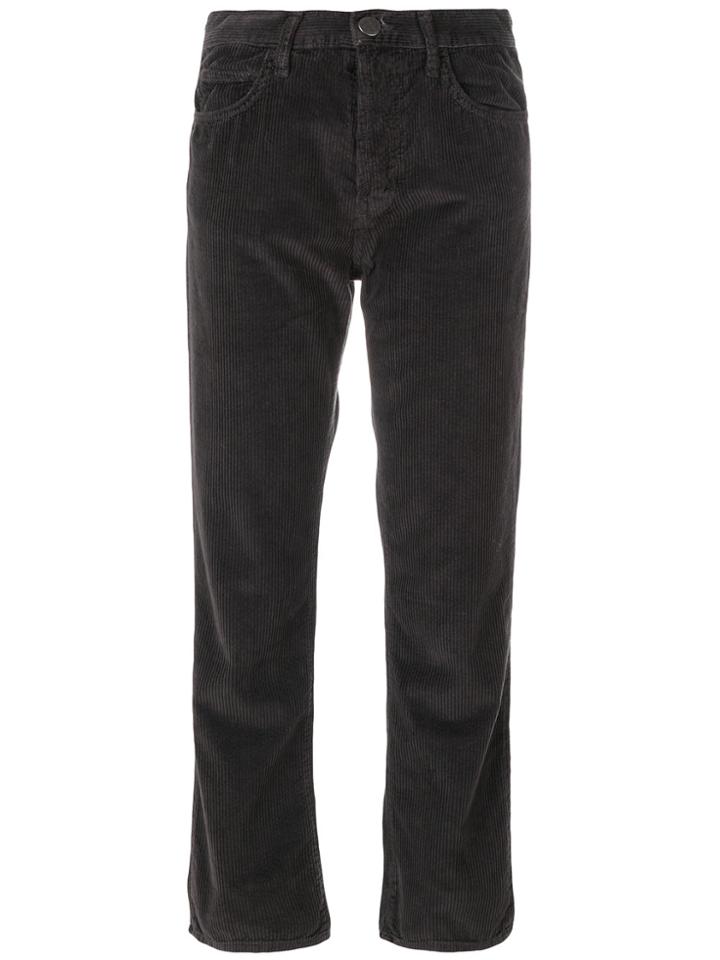 Current/elliott Cropped Corduroy Trousers - Grey