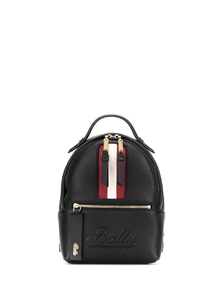 Bally Logo Embossed Mini Backpack - Black