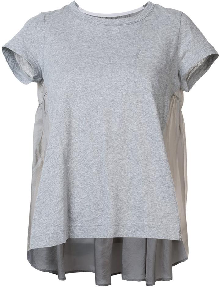 Sacai Cupro Insert T-shirt, Women's, Size: 1, Grey, Cotton/cupro