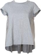 Sacai Cupro Insert T-shirt, Women's, Size: 1, Grey, Cotton/cupro