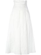 Ermanno Scervino - Pleated Midi Skirt - Women - Linen/flax - 42, Women's, White, Linen/flax