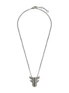 Fendi F Crystal Embellished Necklace - F179b-vintage Silver +crys