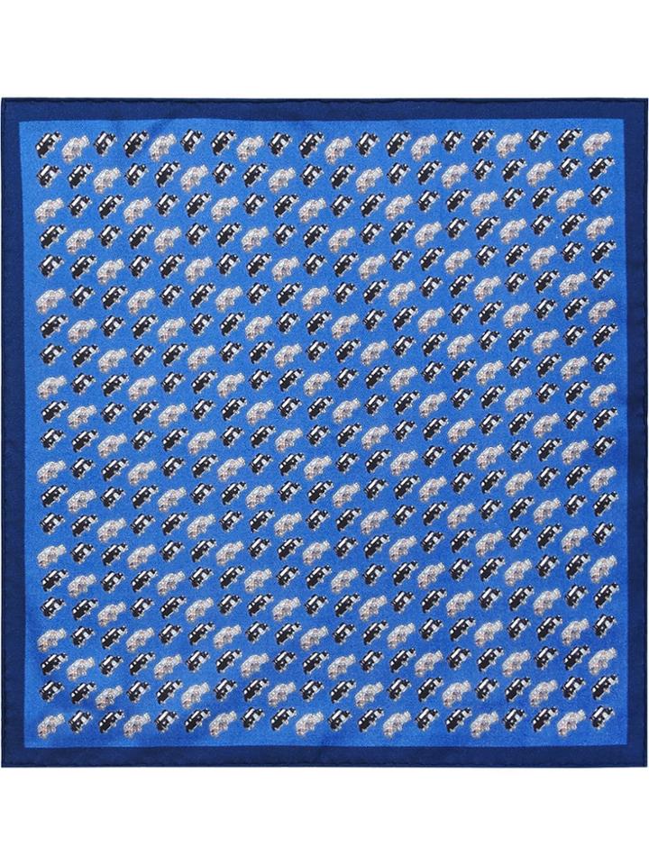 Burberry Taxi Print Silk Pocket Square - Blue