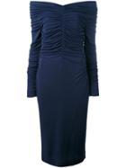 Salvatore Ferragamo - Ruched Midi Dress - Women - Polyamide/viscose - 46, Blue, Polyamide/viscose