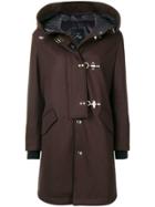 Fay Hooded Buttoned Coat - Brown