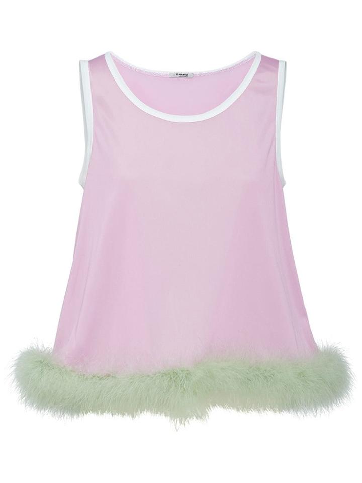 Miu Miu Feather Trim Top - Pink
