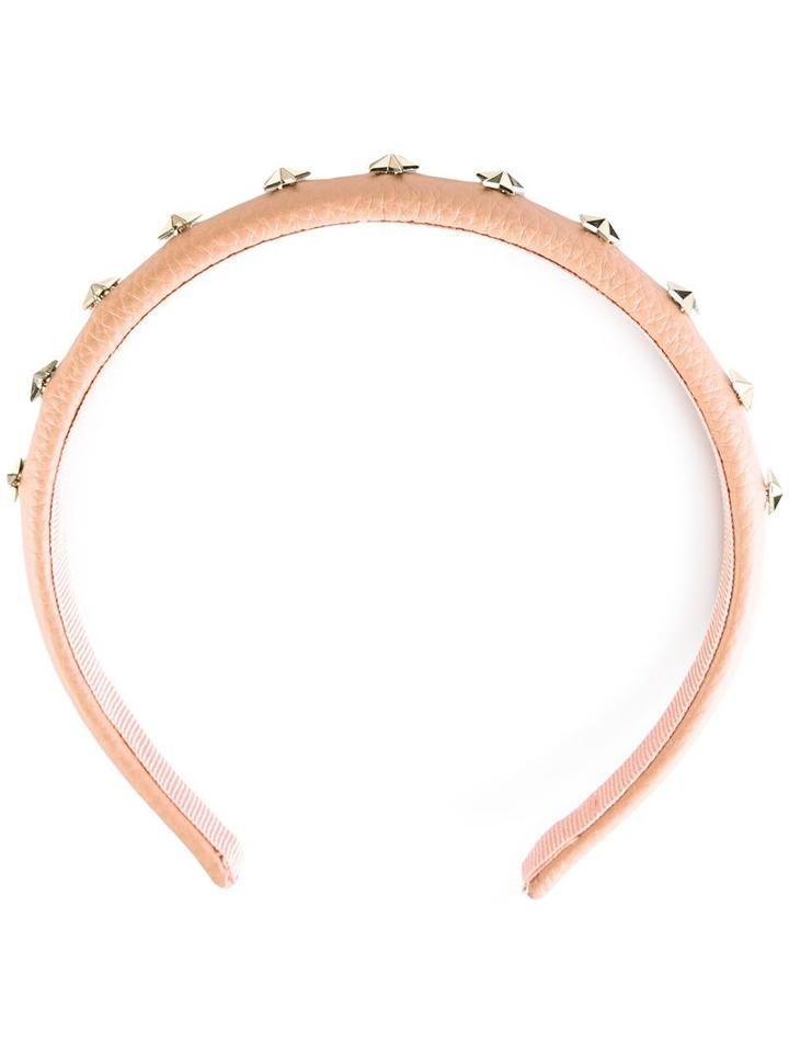 Red Valentino Studded Headband, Women's, Pink/purple, Calf Leather/cotton