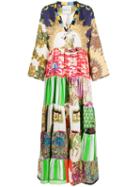 Rianna + Nina - V-neck Patchwork Print Dress - Women - Silk - One Size, Silk