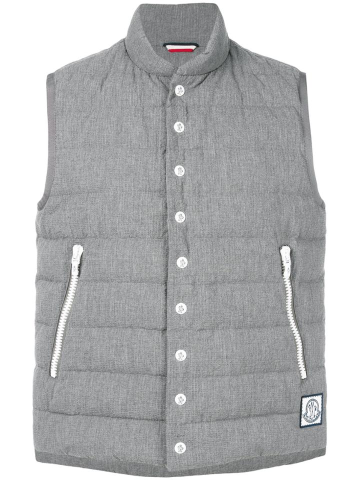 Moncler Gamme Bleu Logo Plaque Padded Gilet - Grey