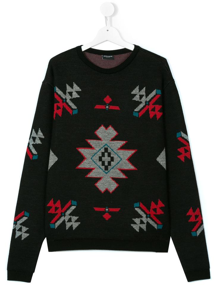 Marcelo Burlon County Of Milan Kids - Logo Patterned Jumper - Kids - Acrylic/cashmere/merino - 14 Yrs, Black