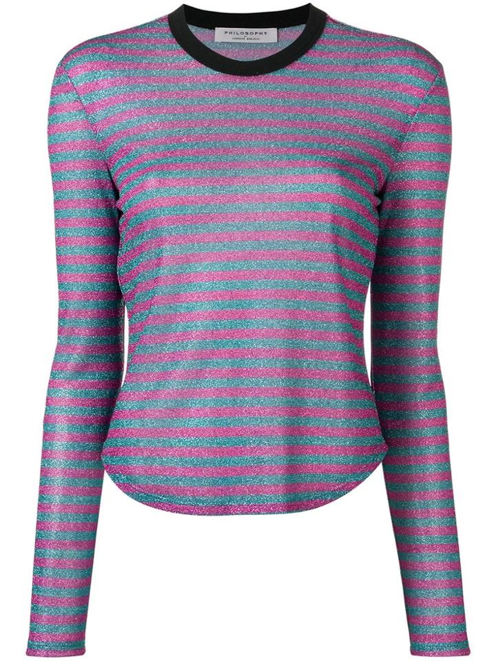Philosophy Di Lorenzo Serafini Lurex Striped T-shirt - Green