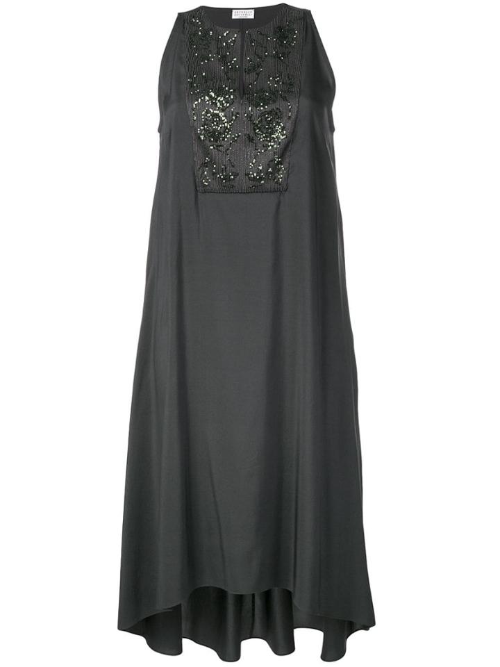 Brunello Cucinelli Sequin Embroidered Sleeveless Dress - Grey