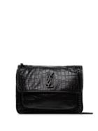 Saint Laurent Medium Niki Crocodile-effect Shoulder Bag - Black