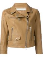 Drome Cropped Biker Jacket, Women's, Size: Medium, Brown, Lamb Skin/acetate/cupro