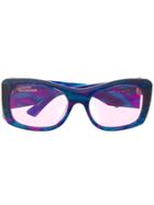Balenciaga Eyewear Hybrid Oval Sunglasses - Blue