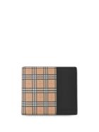 Burberry Small Scale Check And Leather Bifold Coin Wallet - Brown