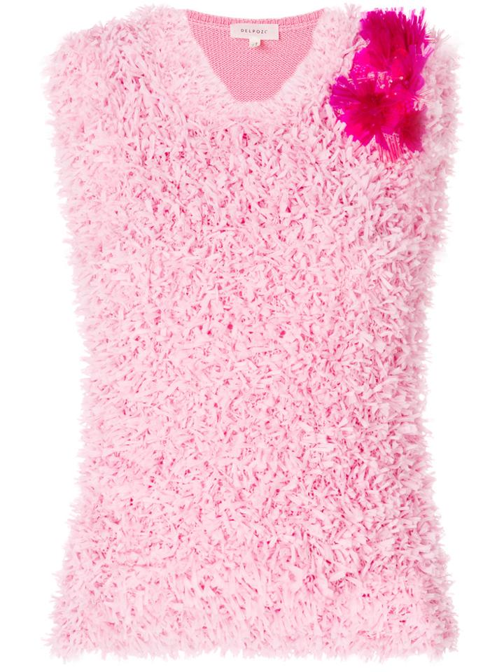 Delpozo Textured Asymmetric Top - Pink & Purple