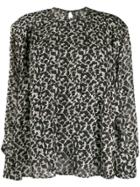 Isabel Marant Leaf Print Blouse - Black